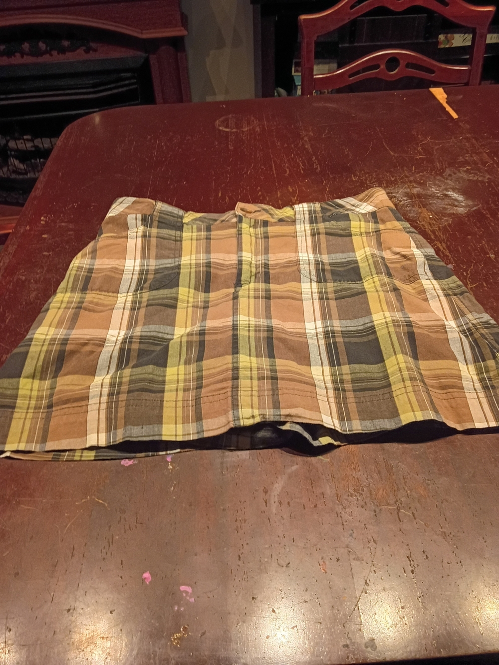 White Stag Brown and Yellow Plaid Mini Skort